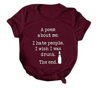 Mujer Camiseta Top Mujer Túnica, Vino, M
