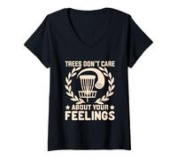 Mujer Camiseta Tree Don't Care About Your Feeling, sarcástico Disc Golf Camiseta Cuello V