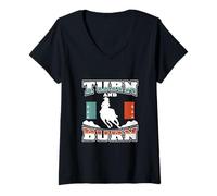 Mujer Camiseta Turn and Burn Barrel Racing Cowgirl Rodeo Camiseta Cuello V