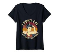 Mujer Camiseta vegana I Don't Eat Anything That Poops Vegan Camiseta Cuello V