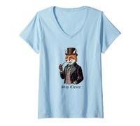 Mujer Camiseta Vintage Fox Stay Clever | Retro Victorian Steampunk Camiseta Cuello V