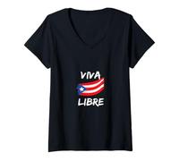 Mujer Camiseta Viva Puerto Rico Libre Protest March Antigobernment Camiseta Cuello V