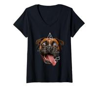 Mujer Camiseta Wild Eyed Boxer Dog Math Meme Parody Camiseta Cuello V