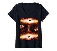 Mujer Camisetas de agujeros negros paralelos Cool Galaxy Science Space Geek Camiseta Cuello V