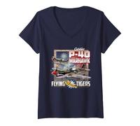 Mujer Camisetas de aviación: P-40 Warhawk Flying Tigers Camiseta Cuello V