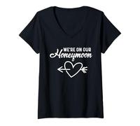 Mujer Camisetas de Luna de Miel para Parejas Estamos en Nuestra Camiseta de Luna de Miel Camiseta Cuello V