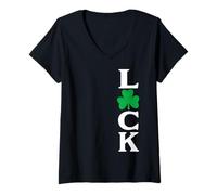 Mujer Camisetas de trébol de la suerte del día de San Patricio irlandés Camiseta Cuello V