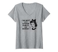 Mujer Camisetas divertidas de humor oscuro | IM NOT LIKE OTHER GIRLS IM WORSE Camiseta Cuello V