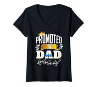 Mujer Camisetas para Hombre Promoted To Dad, Super Dad, Fresh New Dad Camiseta Cuello V