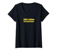 Mujer Camisetas y accesorios del Año Santo Italiano 2025 del Jubileo de Roma Camiseta Cuello V