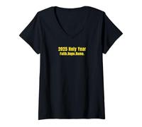 Mujer Camisetas y accesorios del Año Santo italiano Roma 2025 Jubileo Camiseta Cuello V