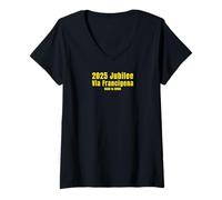 Mujer Camisetas y accesorios italianos del Jubileo de Roma 2025 Via Francigena Camiseta Cuello V