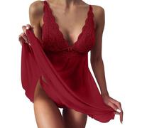 Mujer Camisón Conjunto de Lencería Halter Abierto Posterior Babydoll Encaje Ropa Interior Sexy Transparente Mujer Lingerie Escotado por Detrás Lace Ropa de Dormir Atractivo Body de Lace Cómodo y sexy