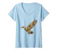 Mujer Camo Mallard Duck Aves Caza Camuflaje Hombres Niños Camiseta Cuello V