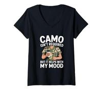Mujer Camo no es necesario, pero ayuda con mi estado de ánimo VA enfermera Camiseta Cuello V