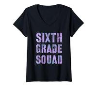 Mujer Camo Sexto Grado Squad Profesor Hola 6to Grado Lil 'Oficial Camiseta Cuello V