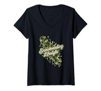 Mujer Camo Snowboard Drip Life Style Camiseta Cuello V