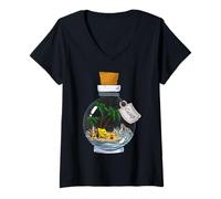 Mujer Camp Island in a Bottle Tropical Beach - Gráfico náutico Camiseta Cuello V