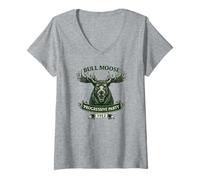 Mujer Campaña Roosevelt del Partido Progresista Bull Moose 1912 Camiseta Cuello V
