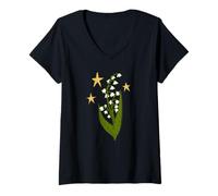 Mujer Campanas de Mayo de Flores Silvestres, Lirios del Valle, susurradores de Mayo Camiseta Cuello V