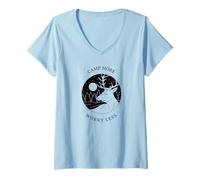 Mujer Campar Más Preocúpate Menos (Gráfico de Ciervos en Camiseta Cuello V