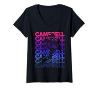 Mujer Campbell Football Fan Tacking ofensivo Gear Camiseta Cuello V