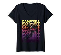 Mujer Campbell Football Fan Tacking ofensivo Gear Camiseta Cuello V