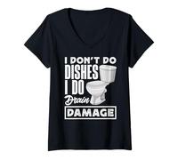 Mujer Campeón de la obstrucción del Inodoro Humor Divertido del Camiseta Cuello V