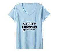 Mujer Campeón de la Seguridad: lidera con el Ejemplo | Idea de Regalo Profesional Camiseta Cuello V