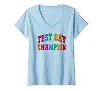 Mujer Campeón del día de Pruebas de Kawaii, Profesor de Pruebas, Bruh ELA Stem Vibes Camiseta Cuello V