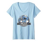 Mujer Campeón Monstruo de Galletas de Barrio Sésamo 1er Atleti Camiseta Cuello V