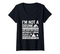 Mujer Camper Diciendo Que no Soy Borracho, Pero mis Amigos de Campamento lo Son Camiseta Cuello V