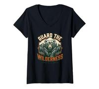 Mujer Camper Wildlife Bear Nature Animal Camiseta Cuello V