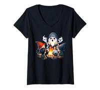 Mujer Campfire Gnome Dad For Men Women And Kids Who Love Camping Camiseta Cuello V