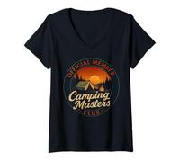 Mujer Camping Masters Club Official Vintage Funny for Men Camping Camiseta Cuello V