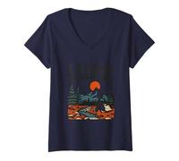 Mujer Camping Rústico Vista Río 2026 Camiseta Cuello V