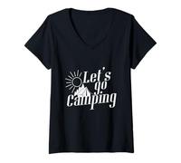 Mujer Camping Sunrise Vamos a Acampar Camiseta Cuello V