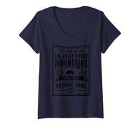 Mujer Campo de Senderismo Explore Las Grandes Montañas Humeantes Tennessee Camiseta Cuello V