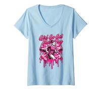 Mujer Camuflaje con Lazo Rosa para mamá de Girl Go Get That Flag Camiseta Cuello V
