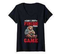 Mujer Can I Just Finish This Game Victoria de Jugador competitivo Camiseta Cuello V