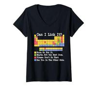 Mujer Can I Lick It Tabla periódica Divertido Profesor y Estudiante de Ciencias Camiseta Cuello V