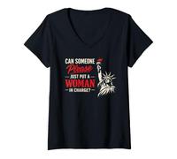 Mujer Can Someone Please Just Put A Woman in Charge Camiseta Cuello V