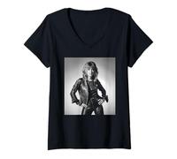 Mujer Can The Can Singer Suzi Quatro por Allan Ballard Camiseta Cuello V