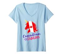 Mujer Canada Flag for Her Canadian Unicorn Camiseta Cuello V