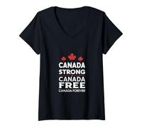 Mujer Canadá fuerte, Canadá libre, Canadá para siempre Camiseta Cuello V