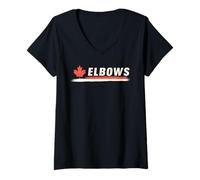 Mujer Canada Funny Patriotic Maple Leaf Tee Est. 1867 Elbows Up Camiseta Cuello V