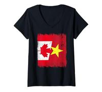 Mujer Canadá Vietnam Media Bandera Historia Vietnamita Canadiense Camiseta Cuello V