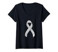 Mujer Cáncer de Cerebro Cinta Superviviente Fighter Chemo Grey Glioblastoma Camiseta Cuello V