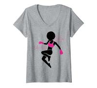 Mujer Cáncer de Mama Black Girl Magic Afro Mujeres Piel Marrón Camiseta Cuello V