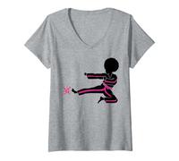 Mujer Cáncer de Mama Black Girl Magic Afro Mujeres Piel Marrón Camiseta Cuello V
